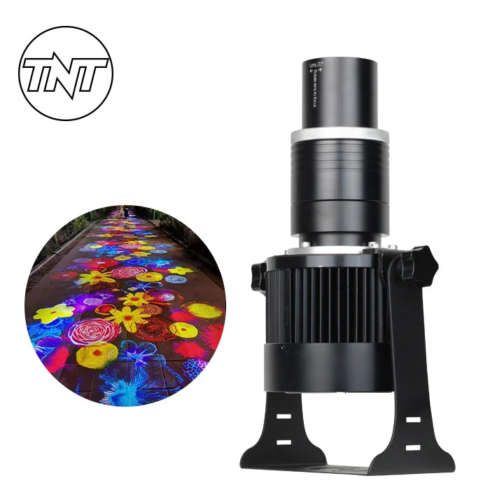 TNT 40W IP66 Outdoor LED Gobo Projector Custom Static Projection Advertising Lights Aluminum ROHS Certified Theme Park Lighting