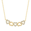 Women's Trendy 925 Sterling Silver 18K Gold & Rhodium Plated Necklace Cubic Zirconia Heart Pendant Chic Chains Style
