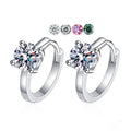 Round Four Prongs 925 Sterling Silver Earrings 1carat 2 Carat Moissanite Diamond Hoop Earrings for Women