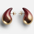 Gold Plated Stainless Steel Ombre Teardrop Water Drop Earring Jewelry Chunky Hoop Earring Dangle