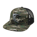GOLDFOUR GC-7088 ODM Factory Custom 3D Embroidery Character Unisex Snapback Flat Bill Caps Camo Trucker Hat Cotton+Mesh Fishing