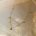 Minimalist Gold Plating Choker Collar for Women Dresses Exquisite Green Necklaces Clavicle Chain Rhinestone Necklace