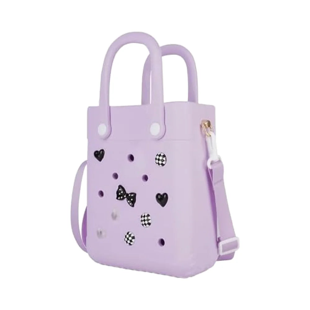 Mini Casual Tote Beach Bag for Women Waterproof Casual Style with Two Handles Open Closure Decoration