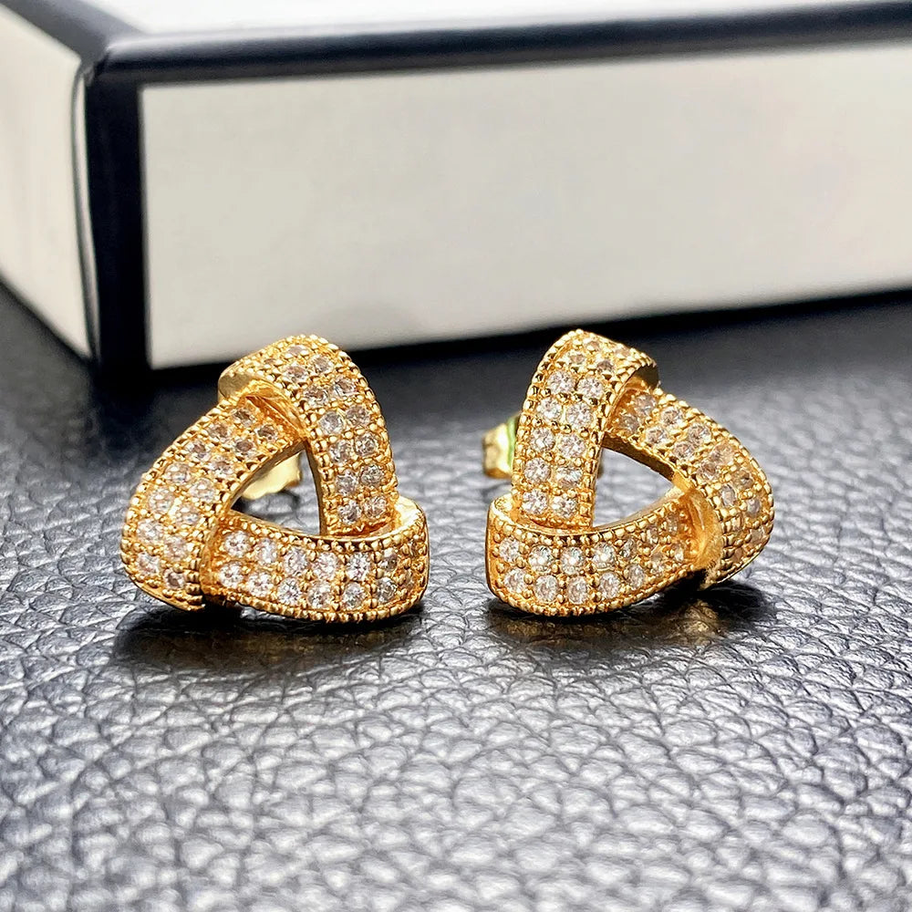 CAOSHI NEW Fashion Earring Silver Gold Color Minimalist Cute CZ Cubic Zirconia Stud Earrings for Women