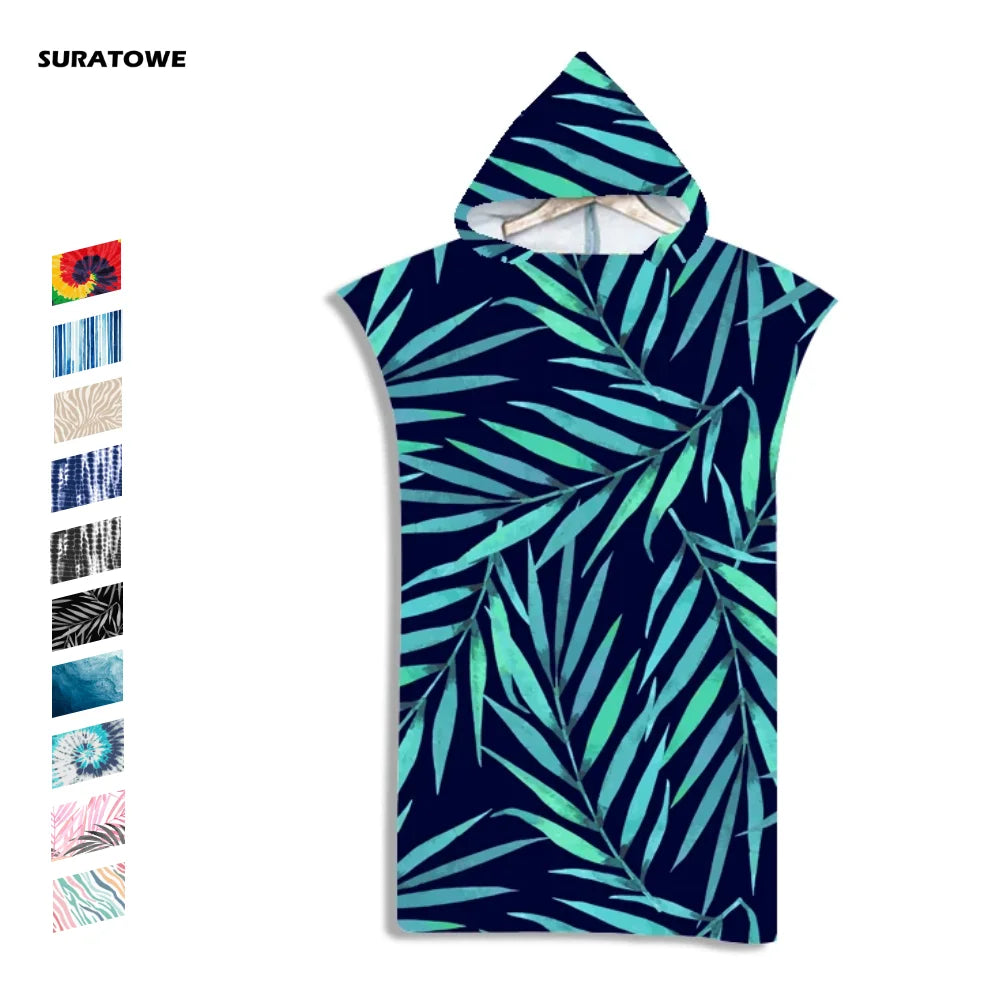 Have Stock Adults Hooded Poncho Towel Beach Surf Poncho Super Absorbent Wet Suit Changing Towel with Hood for Changing Poncho