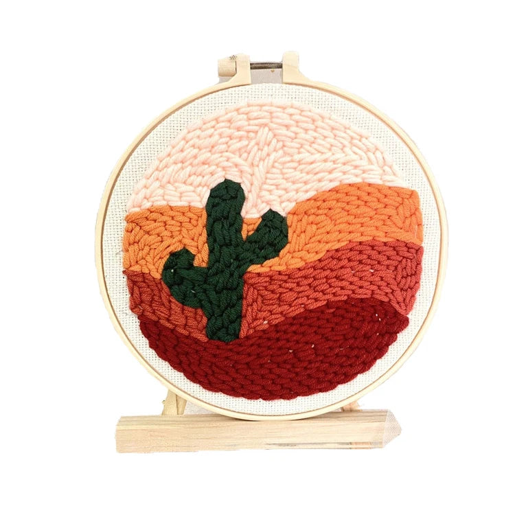 Best Gift Landscape DIY 3D Needlework With Hoop Punch Needle  Embroidery Kits for Beginner