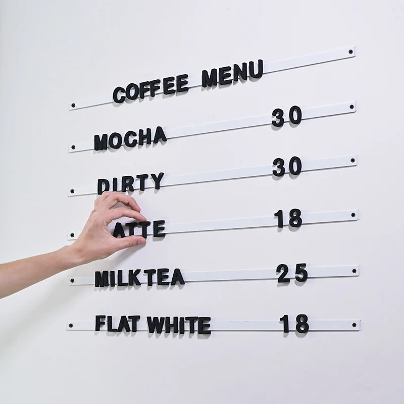White Magnetic Fridge Stickers  Menu for Cafe or Cafeteria  Letter Number Black Strips  EVA Foamsmagnetic Suction