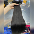 Unprocessed Raw Vietnamese Human Hair Extensions Natural Color 1B Machine Weft Straight Double Drawn Hair of Wxjlonghair