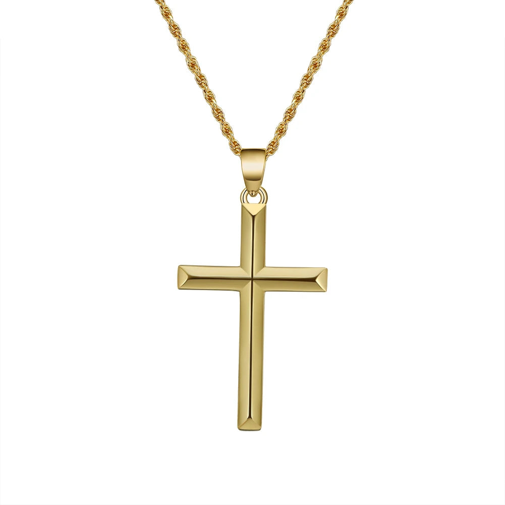 NMN01 RINNTIN 925 Sterling Silver Fine Jewelry Necklaces 14K Gold Plated Plated Cross Necklace for Men