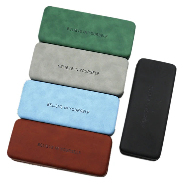 High Quality PU Wrinkle Leather Fashionable Eyeglasses Case Customized Logo Spectacle Sun Glasses Hardcase Multicolor Metal