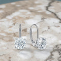 Solitaire 14k Solid Gold White Gold Drop Earings Cubic Zirconia Wedding Earrings for Women