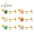 Ason Fashion Star Shape Stainless Steel Stud Earrings 18k Gold Plated Jewelry Simple Screw Earrings for Kids & Girls