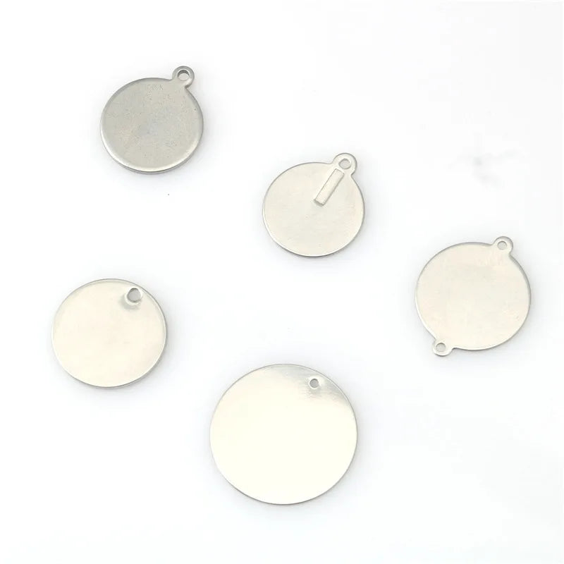 Stainless Steel Circle Round piece Maple Leaf Pendant Necklace bracelet diy stainless steel Ornament accessories
