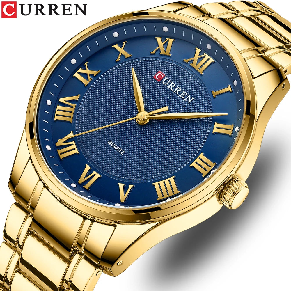 2025 CURREN 8409 New Classic Casual Watch for Men Stainless Steel Band Simple Quartz Wristwatches Rome Numbers Business Man