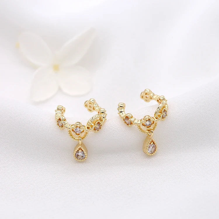 Wholesale 14K Gold Plated Inlaid Zircon Cuff Earrings