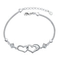 Korean Simple Designer Fashion Jewelry Bracelet Bangle Zircon Crystal Adjustable Charm Women Silver Heart Bracelet