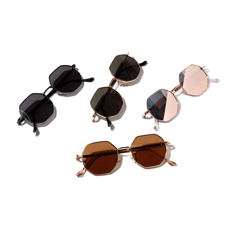 China Retro Small Octagonal Metal Octogon Frame Ladies Sun Glasses Women Anti UV Trendy Sunglasses for Ladies