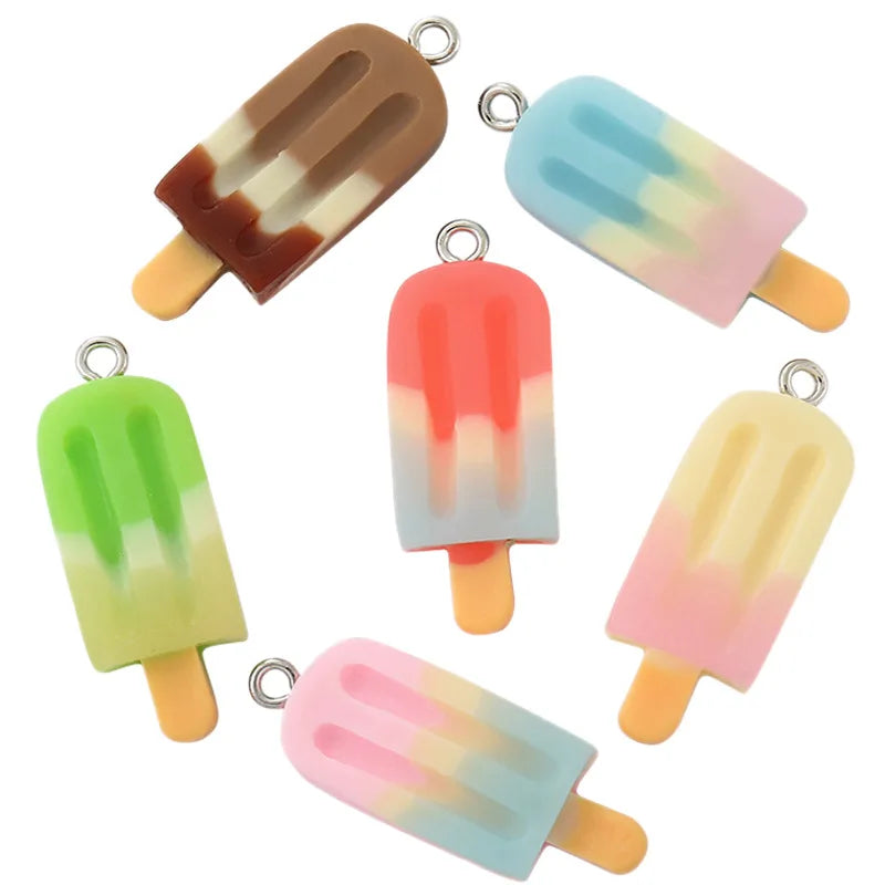 YuenZ Resin Summer Ice Cream Charms Popsicle Ice Icicle Lolly Pendant Craft Making Handmade Jewelry DIY for Earrings Keychain