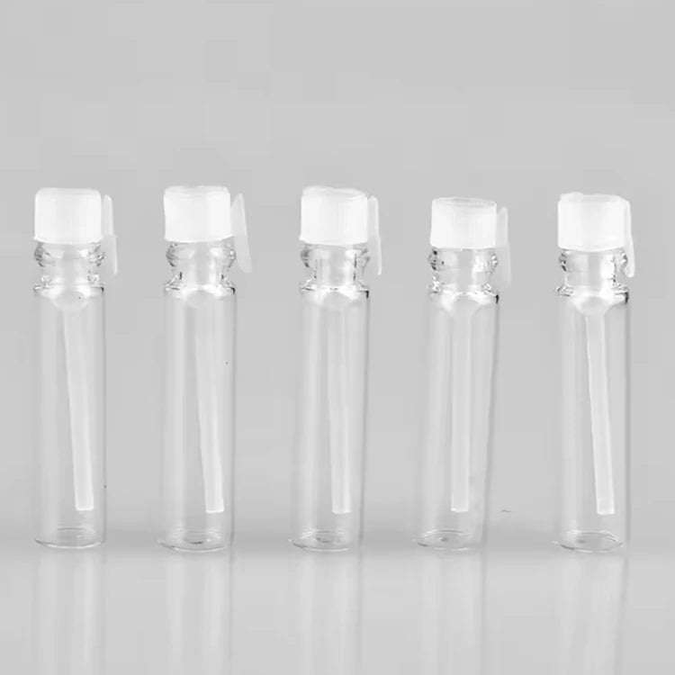 1ml 2ml 3ml Transparent Empty Glass Sample Mini Test Essential Oil Perfume Sample Bottles Vials With Plastic Sticks