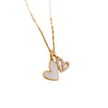 Ins Fashion Jewelry Gift 18K Gold Plated Stainless Steel Snake Chain Charms Pendant White Shell Heart Pendant Necklace