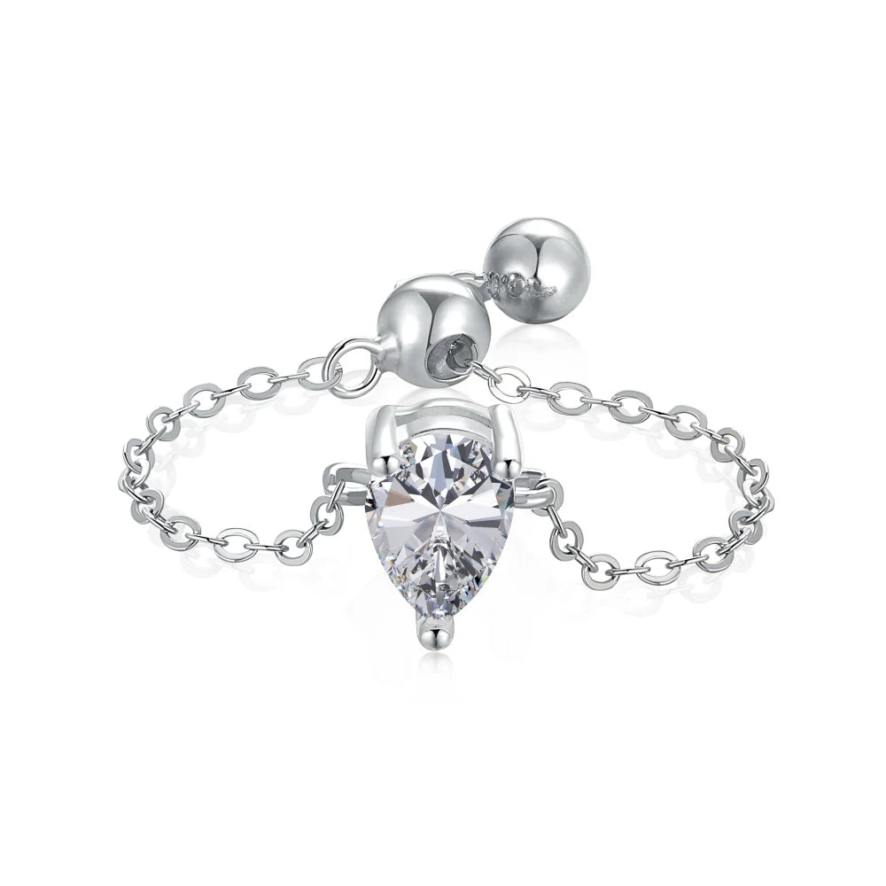 Dylam Dainty Tiny Women Fine Fashion Jewellery Jewelry Rings Open Adjustable Link Chain Oval Shape 5A Zircon Daily Wear Ring