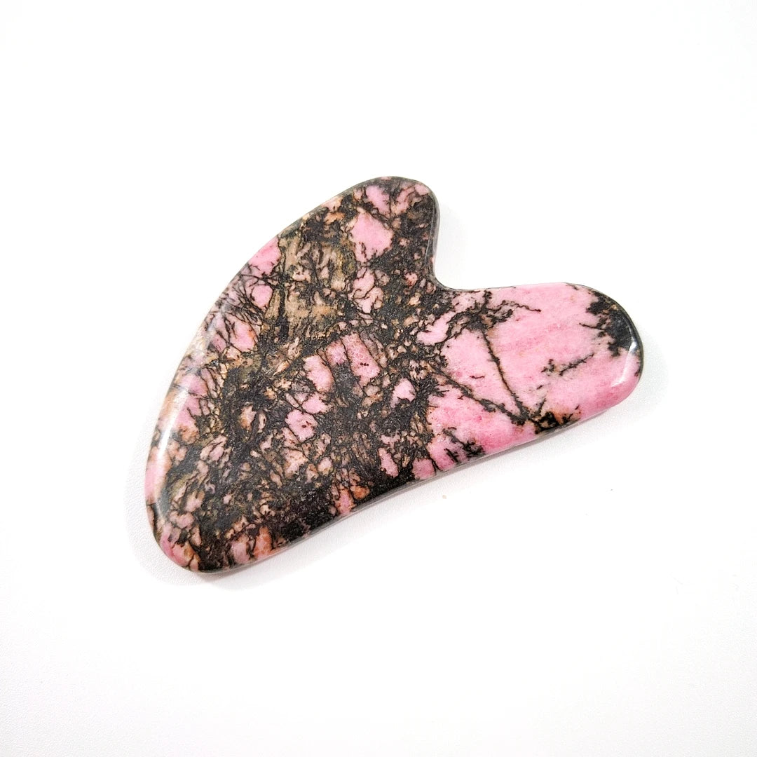 Huiying Best Sale Rhodonite jasper Face Gua Sha Board Massage Tool Heart Guastone for Anti Aging
