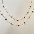 Multi Colors Seven Cubic Zircon Stainless Steel Necklace 18K Gold Plated Necklaces Women Colorful Bohemian Vintage Jewelry Hot