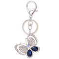Trendy Silver Diamond Butterfly Key Chain Glass Rhinestone Butterfly Keyring for Girl Gift