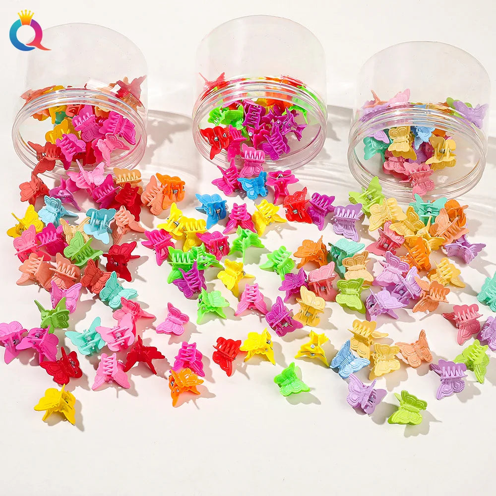 50 Pieces Set Colorful Mini Size butterfly Hair Claw Clip Hair Braid Decoration