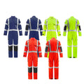 Wholesale Breathable OEM Logo Labor Protection Wear-resistant Cotton Polyester Workwear Reflective Strip Jumpsuit Set Coveralls