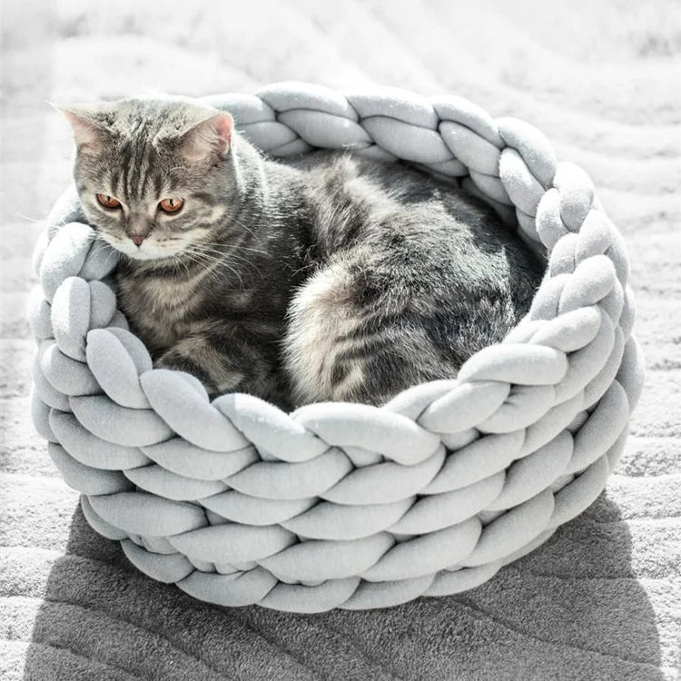 New Solid Pattern Felt Cloth Customized Color Size Pet Bed DIY Hand-Woven Triangle Nest Cats Machine Washable Breathable Cooling