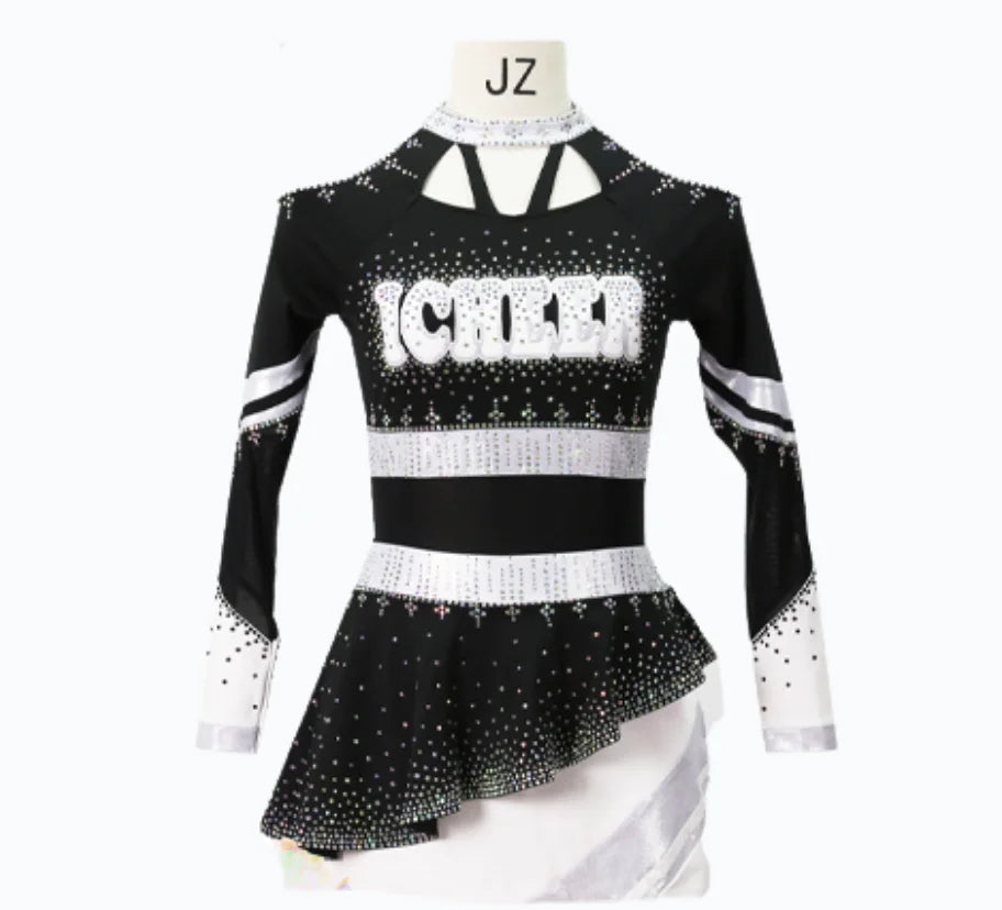 Unisex Multi-Color Sideline Cheerleading Uniform Sets Rhinestone Customizable Design Heat-Transfer Printed Spandex/Polyester OEM