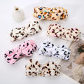 New Leopard Print Bow Plush Face Hair Band Cute Fashion Elastic Headband Hair Accessories