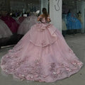 Sparkling Pink Sweetheart Quinceanera Dress Off the Shoulder Appliques Beads Party Sweet 16 Ball Gown Graduation Prom Gown MQ618