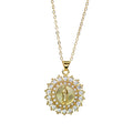Fashion Inlay Zircon Virgin Mary Image Pendant Neck Chain Brass Plated 18k Gold Creative Personality Necklace Jewelry