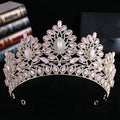 Qushine Luxurious Alloy Crown Bridal Pageant Tiara with Rhinestones Gold-Plated Princess Crown for Queen's Wedding