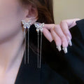 Long butterfly Pearl Zircon Tassel Earrings for Women Wholesale Accessories for Occasion Jewelry Wholesale N2308025