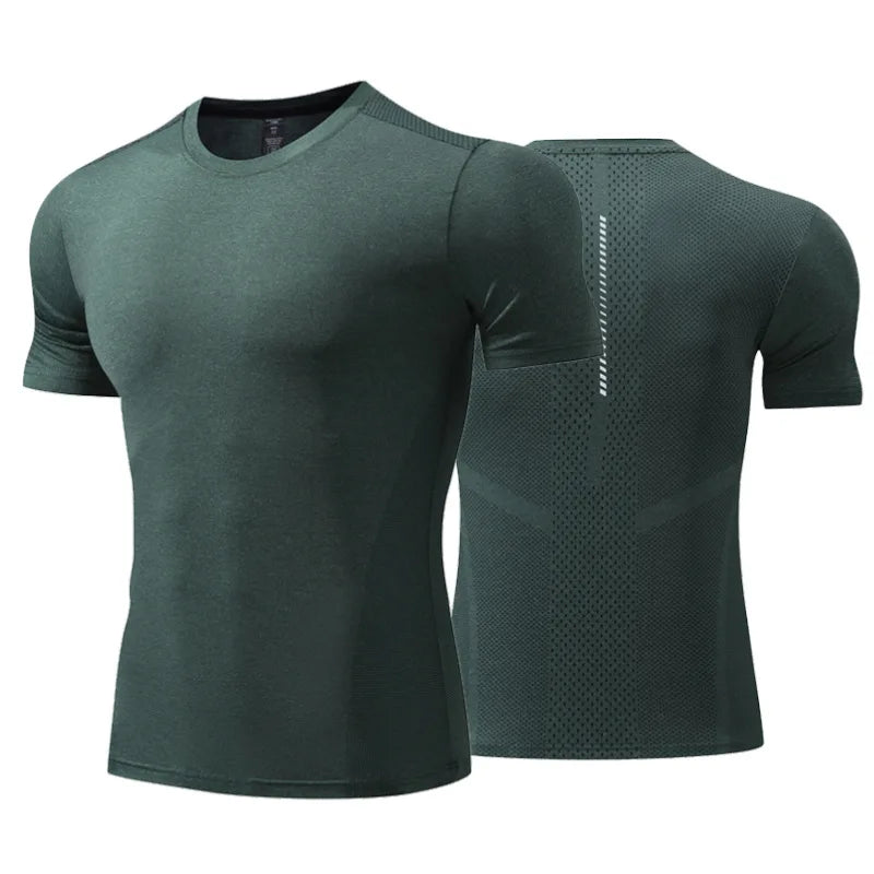 Wholesale Customized Men's Top Quality Moisture Wicking T-shirt Reflective Printing logo Sports Quick Dry Fitness Workout Shirt