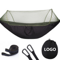 Woqi Outdoor Auto Nylon Hammocks Portable Parachute Double Camping Quick Open Mosquito Net Hammock With Carabiners