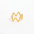 High End 18K Plain Simple Minimalist Tarnish Free Waterproof  Gold Wave Wavy Stainless Steel Rings for Women  Fashion Jewelry