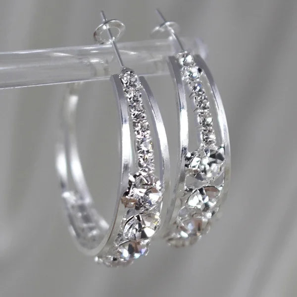 CAOSHI Jewelry Exquisite Multilayer Earrings Gold Silver Plated Inlaid With Natural Zircon Hot Sale Women CZ Hoop Earrings