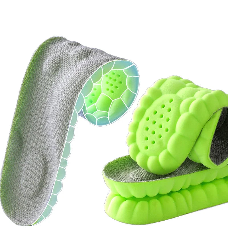 4D Cloud Technology PU Sports Insoles High Elasticity Shock Absorption & Deodorant Sweat Cushioning for Men & Women Wholesale