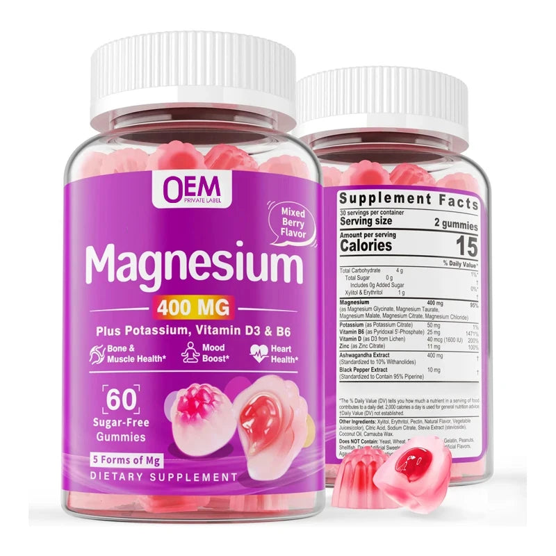 Center Filled Magnesium Gummies Vitamins Potassium Magnesium Gummies With Plus Potassium Vitamin D3 & B6 for Calming Sleep Mood