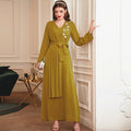 Muslim Dress Fashion Rhinestone Abaya Satin Bead in Dubai Islamic Clothing for Women Maxi Dresses