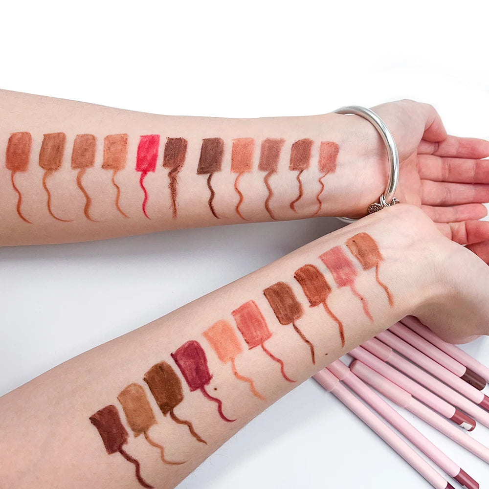 OEM 24 Colors Creamy Vegan Waterproof Lipstick Lip Liner Pencil Stick Matte Finish Travel Size Private Label