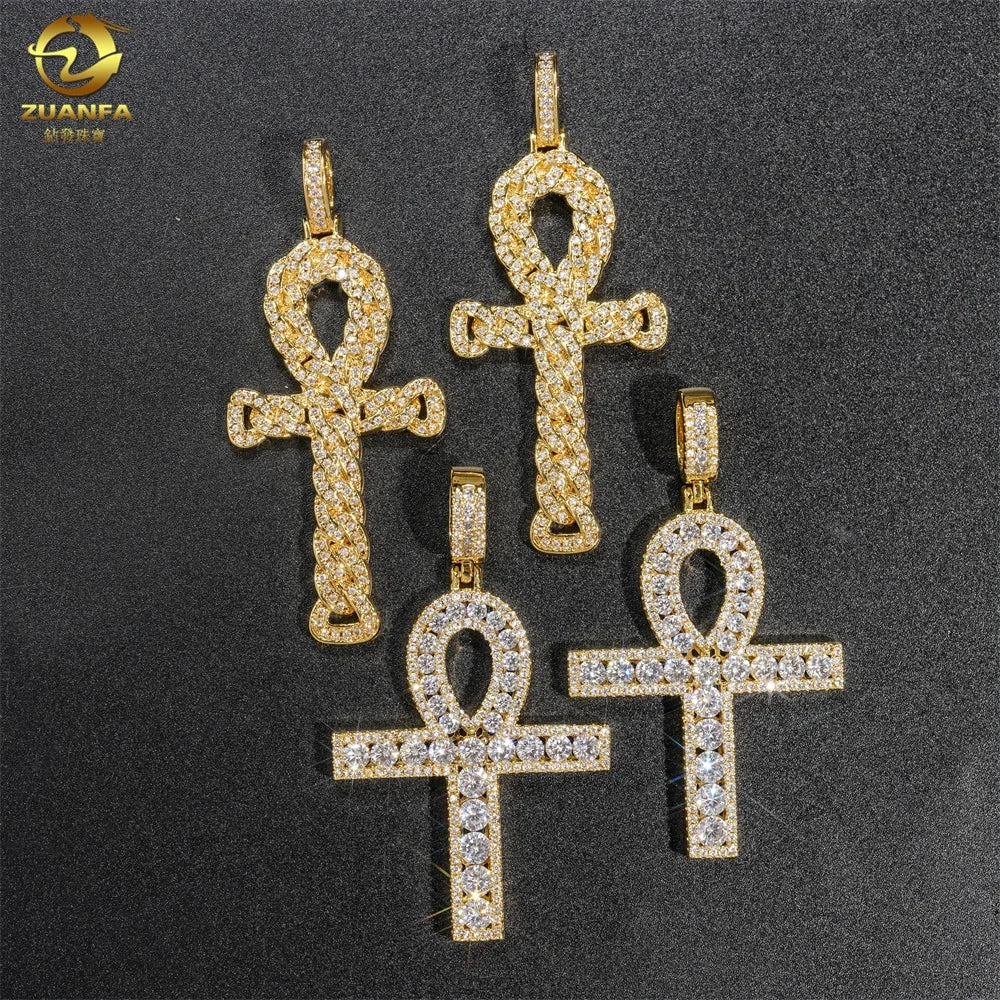 Pass Diamond Tester Fashion Hip Hop Style Gold Plated Silver 925 Iced Out Cross Moissanite Pendant