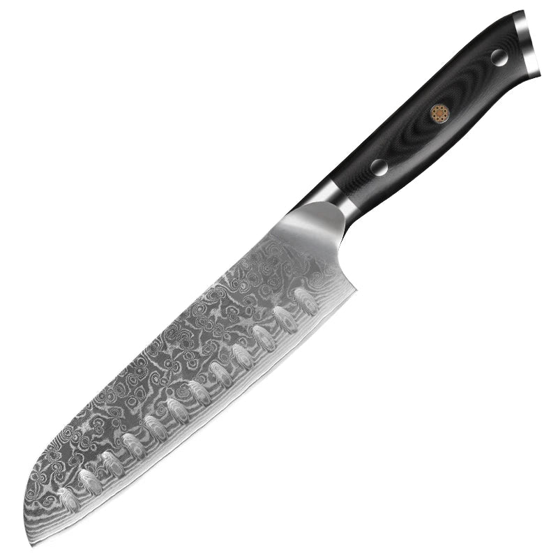 Professional 7 Inch Vg10 Damascus Steel Santoku Knife with 67 Layers G10 Handle Eco-Friendly Gift Box