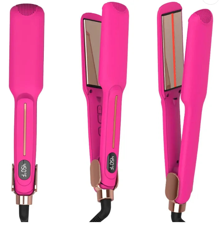 Professional Pink Titanium Flat Iron Hair Straightener Curler 230 Degrees Infrared Electric Flat Iron USB Power for Hotels