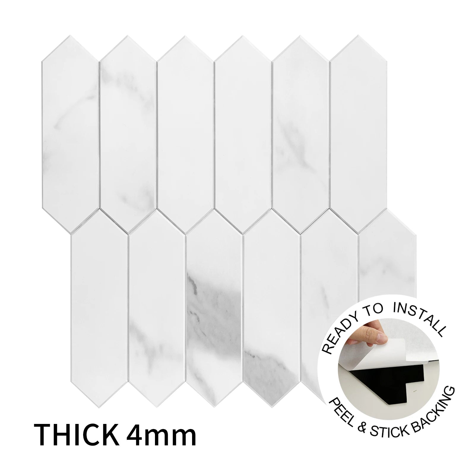 Home Wall Decoration White Marble PVC Wall Tiles for Kitchen Backsplash Bathroom Decor Water and Oil Resistant.