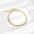 18K Gold Plated Layering Anklets Stainless Steel Double Layer Box Chain Flat Snake Chain Anklet Tarnish Free Jewelry YF3237